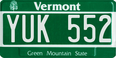 VT license plate YUK552