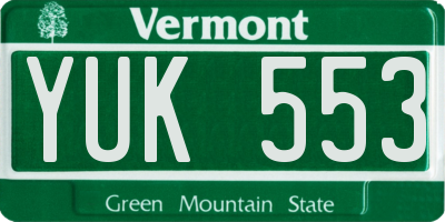 VT license plate YUK553