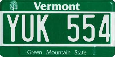 VT license plate YUK554