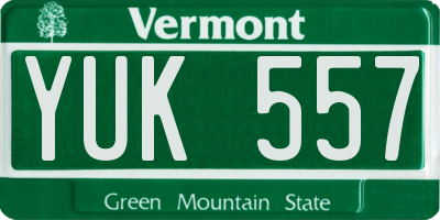 VT license plate YUK557
