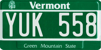 VT license plate YUK558