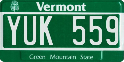 VT license plate YUK559