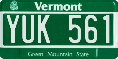 VT license plate YUK561
