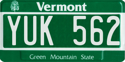 VT license plate YUK562