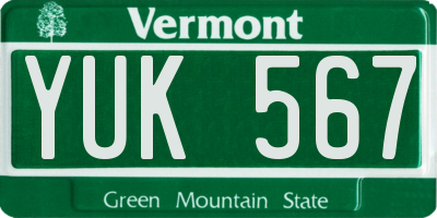 VT license plate YUK567