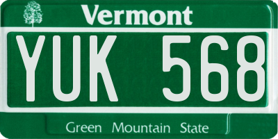 VT license plate YUK568