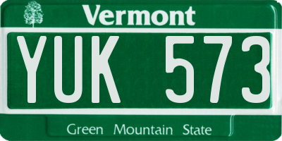 VT license plate YUK573