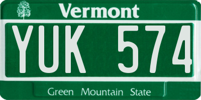 VT license plate YUK574