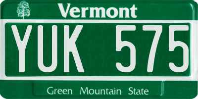 VT license plate YUK575