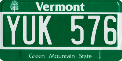 VT license plate YUK576