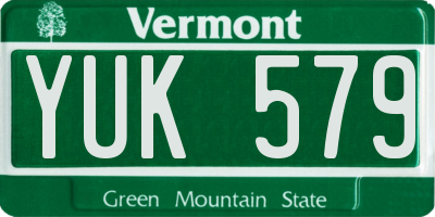 VT license plate YUK579
