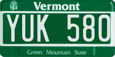VT license plate YUK580