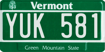 VT license plate YUK581
