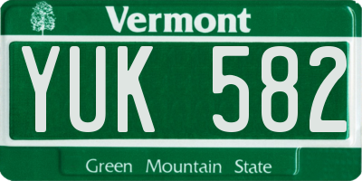 VT license plate YUK582