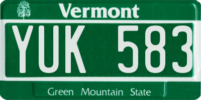VT license plate YUK583