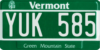 VT license plate YUK585