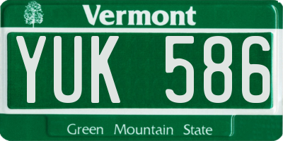 VT license plate YUK586