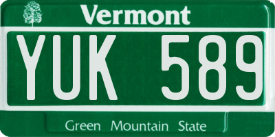 VT license plate YUK589