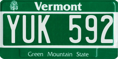VT license plate YUK592