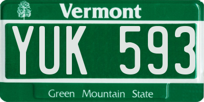 VT license plate YUK593