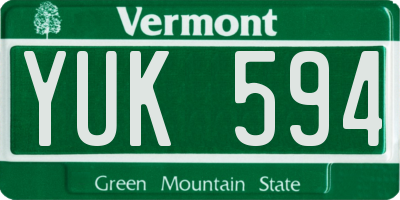 VT license plate YUK594