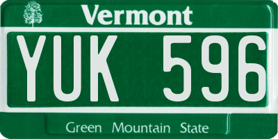 VT license plate YUK596