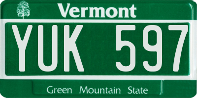 VT license plate YUK597