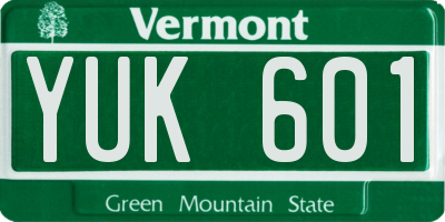 VT license plate YUK601