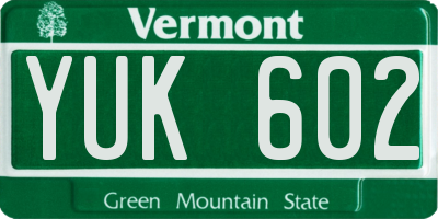 VT license plate YUK602