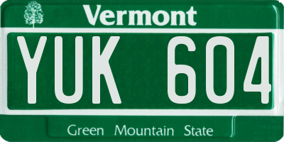 VT license plate YUK604