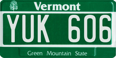 VT license plate YUK606