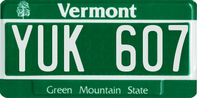 VT license plate YUK607