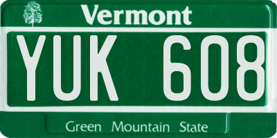 VT license plate YUK608