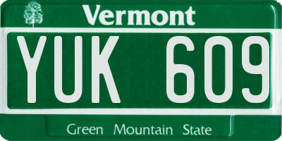 VT license plate YUK609