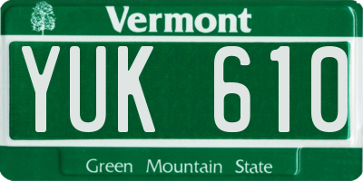 VT license plate YUK610