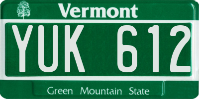 VT license plate YUK612