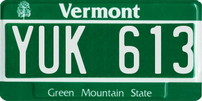 VT license plate YUK613