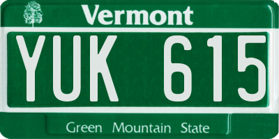 VT license plate YUK615