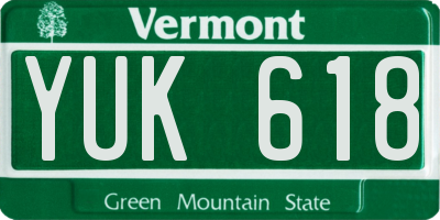 VT license plate YUK618
