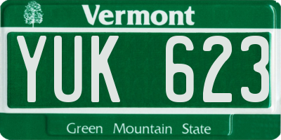 VT license plate YUK623