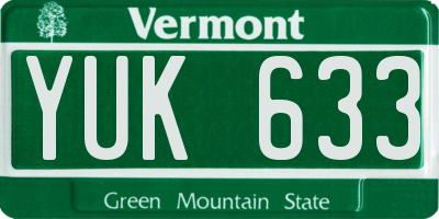 VT license plate YUK633