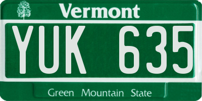 VT license plate YUK635