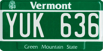 VT license plate YUK636