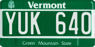 VT license plate YUK640