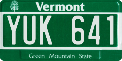 VT license plate YUK641
