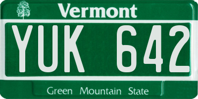 VT license plate YUK642