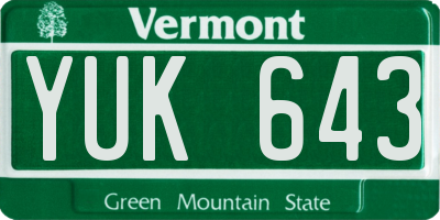 VT license plate YUK643