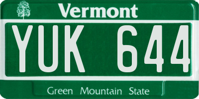 VT license plate YUK644
