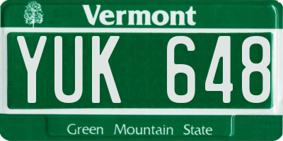 VT license plate YUK648