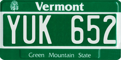 VT license plate YUK652